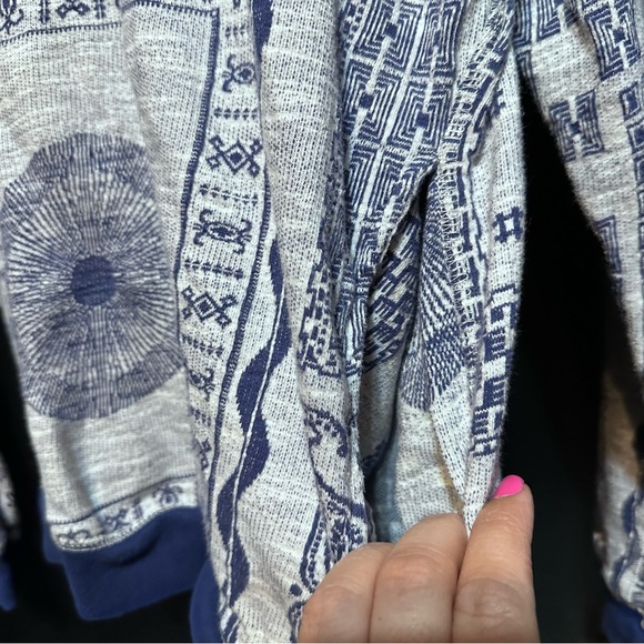 Zara Man Navy Gray Hoodie Sweater Size S Boho - Picture 6 of 7